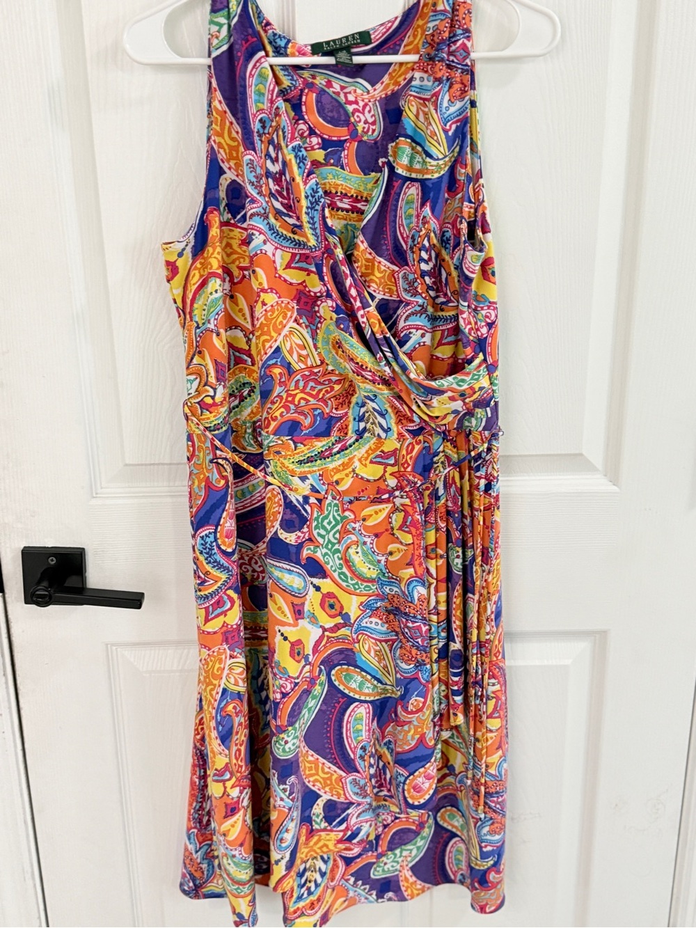 Lauren Ralph Lauren Paisley Multicolor Wrap Dress Size L Boho